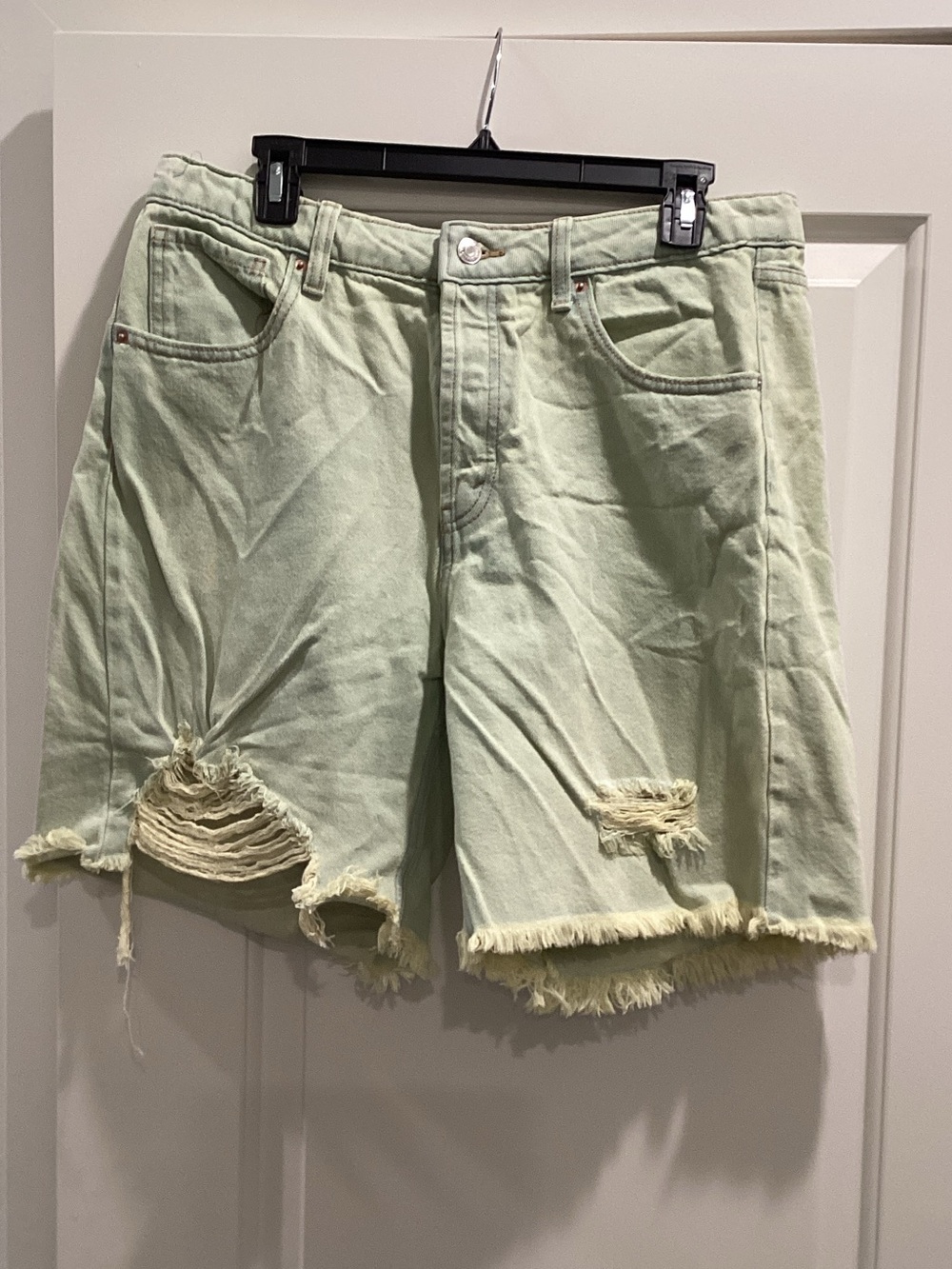 wild fable Mint Green Distressed Denim Shorts